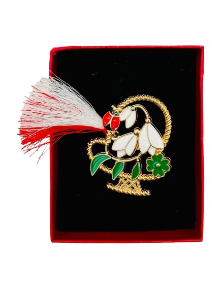 Brosa Martisor En-gros, Cosulet cu Ghiocei, ambalata in cutie rosie cu fereastra, 8.5×6.5×2.5cm Brosa Martisor En-gros, Cosulet cu Ghiocei, ambalata in cutie rosie cu fereastra, 8.5×6.5×2.5cm