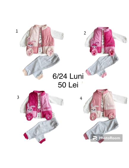Compleu vatuit 3 piese Engros, pentru bebelusi, cu model imprimat Compleu vatuit 3 piese Engros, pentru bebelusi, cu model imprimat