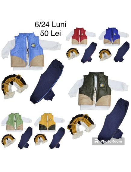 Compleu vatuit 3 piese Engros, pentru bebelusi, cu model imprimat Compleu vatuit 3 piese Engros, pentru bebelusi, cu model imprimat