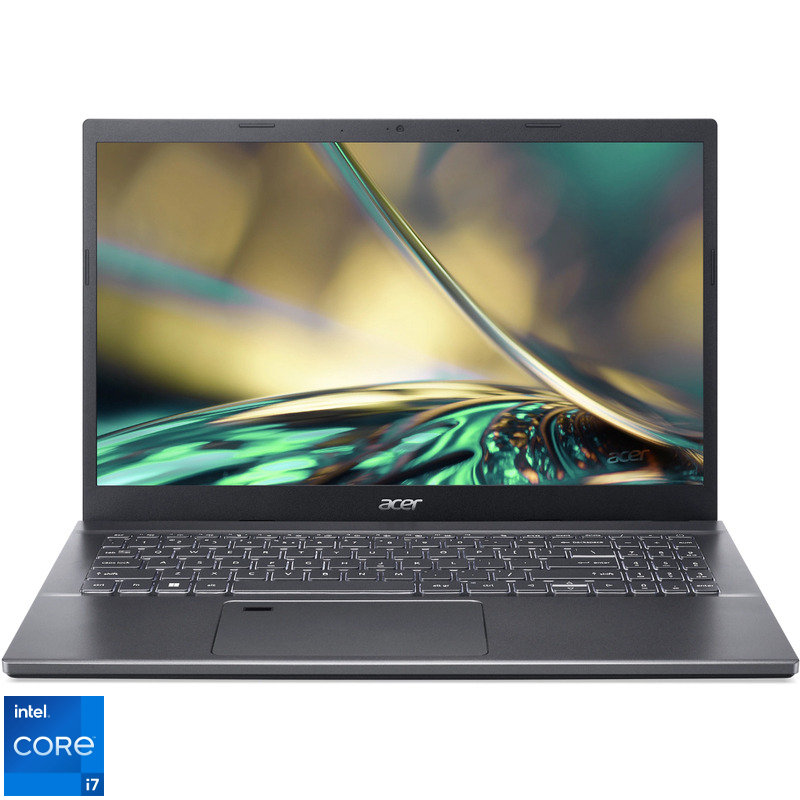 Laptop Acer 15.6'' Aspire 5 A515-57, FHD IPS, Procesor Intel® Core™ i7-12650H (24M Cache, up to 4.70 GHz), 16GB DDR4, 1TB SSD, GMA UHD, No OS, Steel Gray Laptop Acer 15.6'' Aspire 5 A515-57, FHD IPS, Procesor Intel® Core™ i7-12650H (24M Cache, up to 4.70 GHz), 16GB DDR4, 1TB SSD, GMA UHD, No OS, Steel Gray