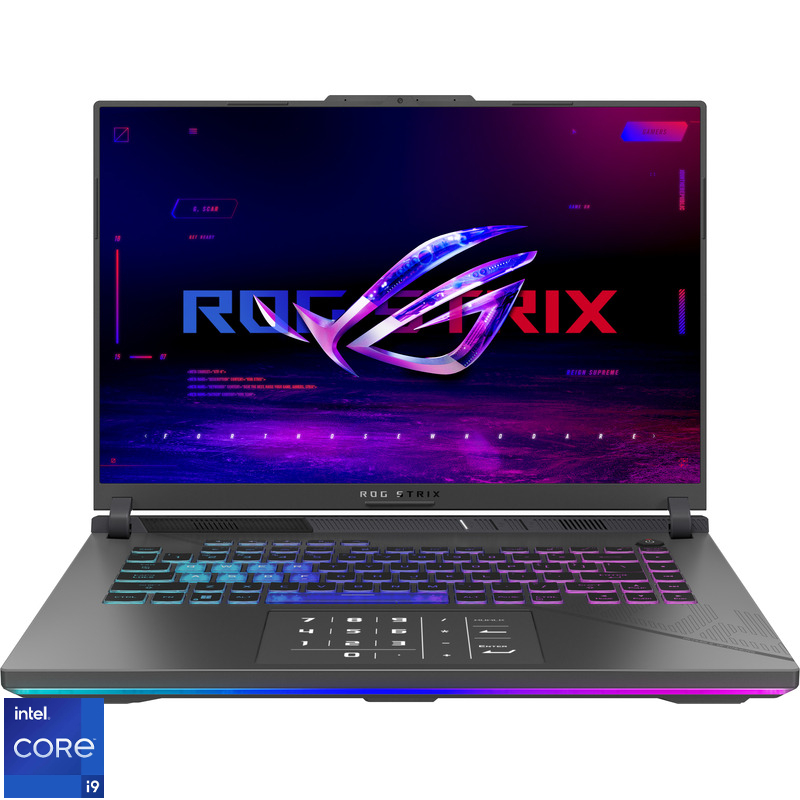 Laptop ASUS Gaming 16'' ROG Strix G16 G614JVR, QHD+ 240Hz, Procesor Intel® Core™ i9 14900HX (36M Cache, up to 5.80 GHz), 32GB DDR5, 1TB SSD, GeForce RTX 4060 8GB, No OS, Eclipse Gray Laptop ASUS Gaming 16'' ROG Strix G16 G614JVR, QHD+ 240Hz, Procesor Intel® Core™ i9 14900HX (36M Cache, up to 5.80 GHz), 32GB DDR5, 1TB SSD, GeForce RTX 4060 8GB, No OS, Eclipse Gray