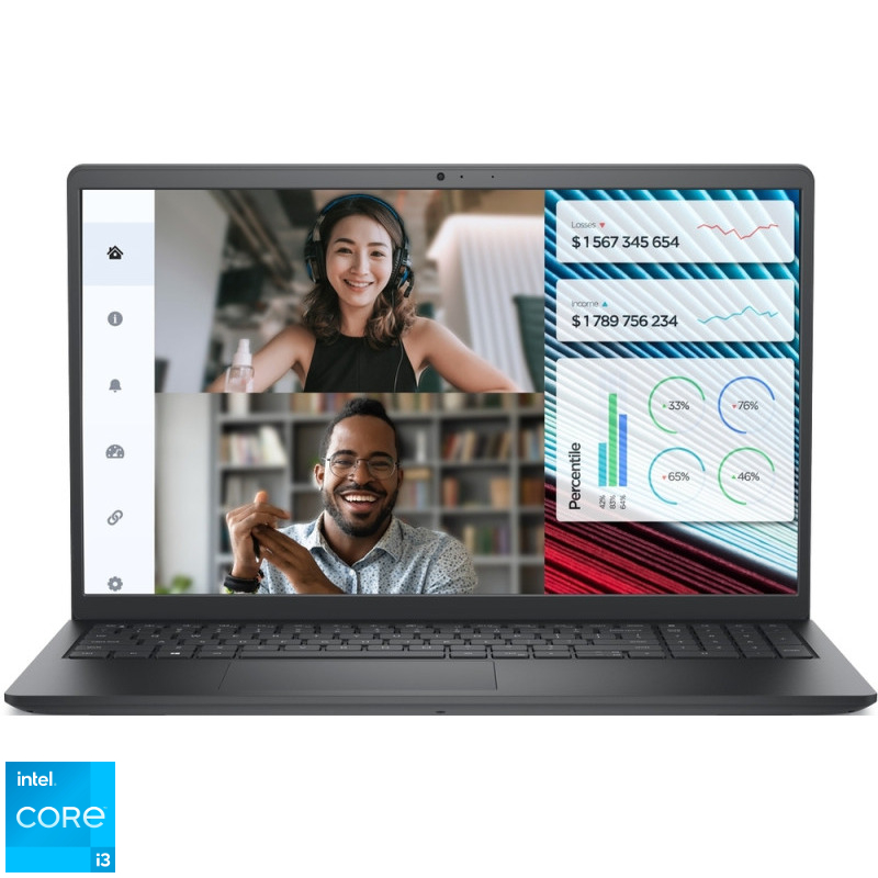 Laptop DELL 15.6'' Vostro 3520 (seria 3000), FHD 120Hz, Procesor Intel® Core™ i3-1215U (10M Cache, up to 4.40 GHz, with IPU), 8GB DDR4, 512GB SSD, GMA UHD, Linux, Carbon Black, 3Yr ProSupport Laptop DELL 15.6'' Vostro 3520 (seria 3000), FHD 120Hz, Procesor Intel® Core™ i3-1215U (10M Cache, up to 4.40 GHz, with IPU), 8GB DDR4, 512GB SSD, GMA UHD, Linux, Carbon Black, 3Yr ProSupport
