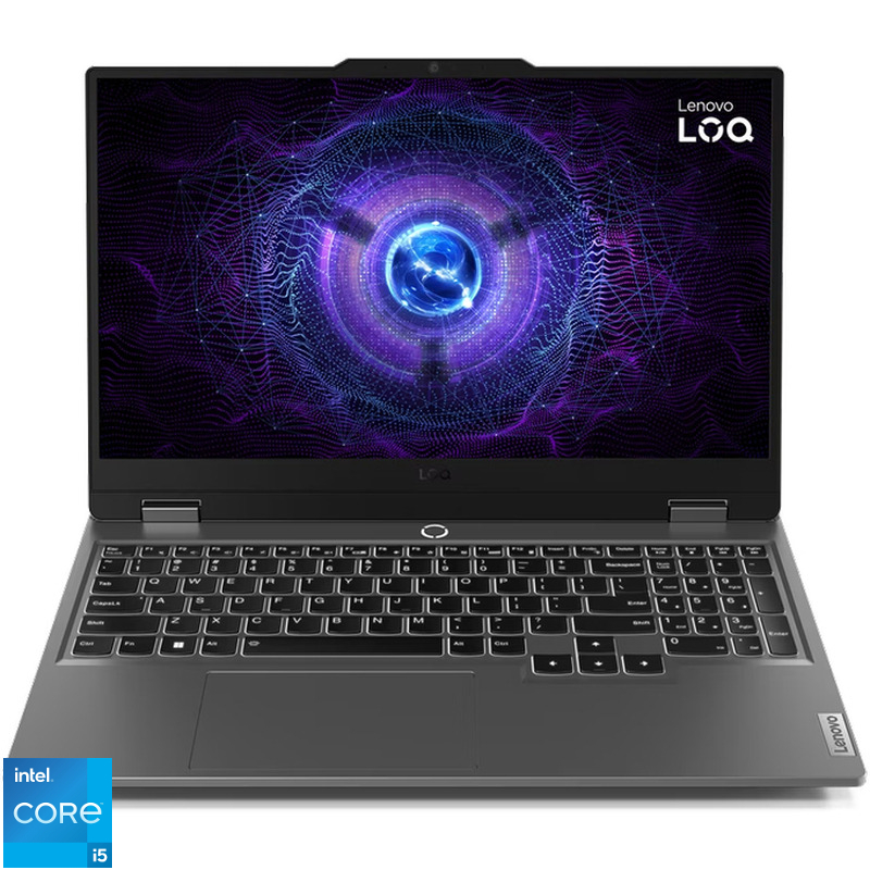 Laptop Lenovo Gaming 15.6'' LOQ 15IAX9I, FHD IPS 144Hz, Procesor Intel® Core™ i5-12450HX (12M Cache, up to 4.40 GHz), 8GB DDR5, 512GB SSD, Intel Arc A530M 4GB, No OS, Luna Grey Laptop Lenovo Gaming 15.6'' LOQ 15IAX9I, FHD IPS 144Hz, Procesor Intel® Core™ i5-12450HX (12M Cache, up to 4.40 GHz), 8GB DDR5, 512GB SSD, Intel Arc A530M 4GB, No OS, Luna Grey
