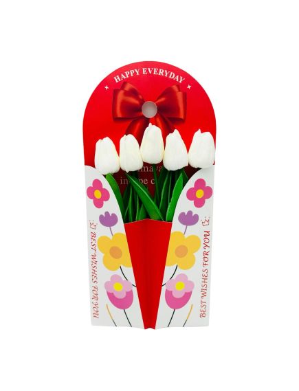 Aranjament En-gros cu 5 Lalele din silicon, in cutie deosebita cu suport de birou, 35×17cm Aranjament En-gros cu 5 Lalele din silicon, in cutie deosebita cu suport de birou, 35×17cm