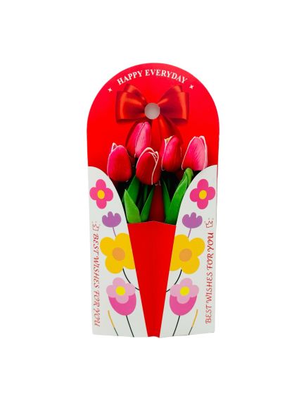 Aranjament En-gros cu 5 Lalele din silicon, in cutie deosebita cu suport de birou, 35×17cm Aranjament En-gros cu 5 Lalele din silicon, in cutie deosebita cu suport de birou, 35×17cm