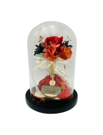 Cupola din Sticla En-gros, cu Buchet din Flori naturale Criogenate, Crazy Love, ambalaj de cadou deosebit, 28×18×18cm Cupola din Sticla En-gros, cu Buchet din Flori naturale Criogenate, Crazy Love, ambalaj de cadou deosebit, 28×18×18cm