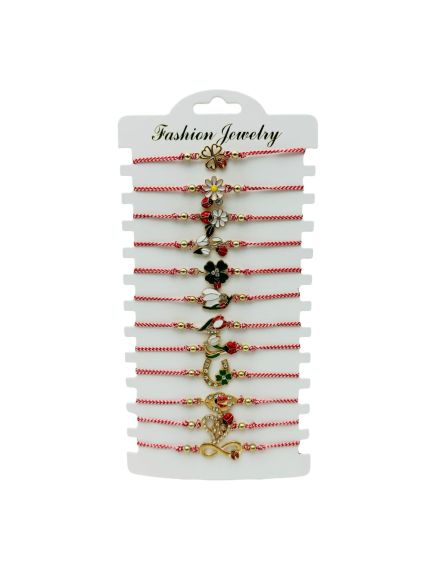 Set 12 Bratari Martisor En-gros, modele diferite, aurii, snur reglabil Set 12 Bratari Martisor En-gros, modele diferite, aurii, snur reglabil