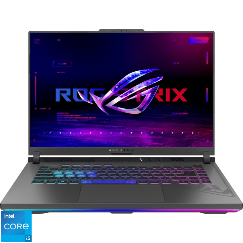 Laptop ASUS Gaming 16'' ROG Strix G16 G614JU, FHD+ 165Hz, Procesor Intel® Core™ i5-13450HX (20M Cache, up to 4.60 GHz), 16GB DDR5, 1TB SSD, GeForce RTX 4050 6GB, No OS, Eclipse Gray Laptop ASUS Gaming 16'' ROG Strix G16 G614JU, FHD+ 165Hz, Procesor Intel® Core™ i5-13450HX (20M Cache, up to 4.60 GHz), 16GB DDR5, 1TB SSD, GeForce RTX 4050 6GB, No OS, Eclipse Gray