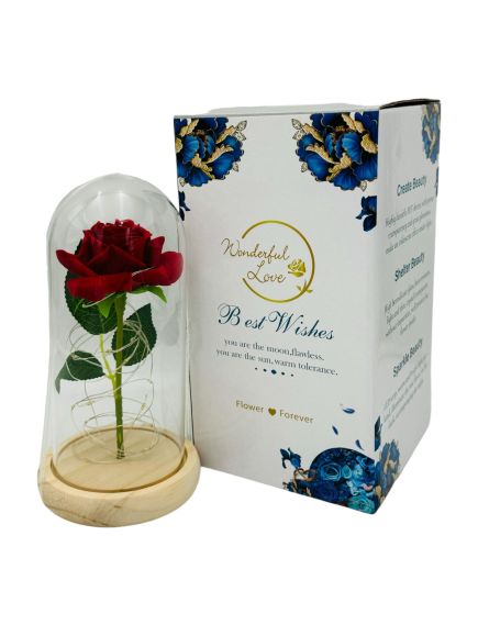 Cupola din sticla En-gros cu Trandafir Deosebit si lumini, 25×13.5×13.5cm Cupola din sticla En-gros cu Trandafir Deosebit si lumini, 25×13.5×13.5cm