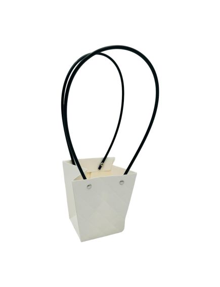Poseta En-gros pentru Aranjament Floral, cu manere, 12.5×12×12cm, Alb Poseta En-gros pentru Aranjament Floral, cu manere, 12.5×12×12cm, Alb