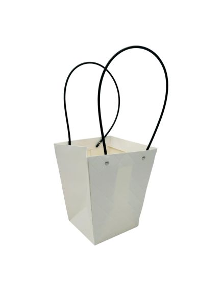 Poseta En-gros pentru Aranjament Floral, cu manere, 20×17×17cm, Alb Poseta En-gros pentru Aranjament Floral, cu manere, 20×17×17cm, Alb