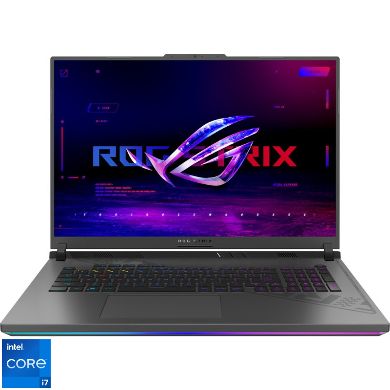 Laptop ASUS Gaming 18'' ROG Strix G18 G814JV, QHD+ 240Hz, Procesor Intel® Core™ i7-13650HX (24M Cache, up to 4.90 GHz), 16GB DDR5, 1TB SSD, GeForce RTX 4060 8GB, No OS, Eclipse Gray Laptop ASUS Gaming 18'' ROG Strix G18 G814JV, QHD+ 240Hz, Procesor Intel® Core™ i7-13650HX (24M Cache, up to 4.90 GHz), 16GB DDR5, 1TB SSD, GeForce RTX 4060 8GB, No OS, Eclipse Gray