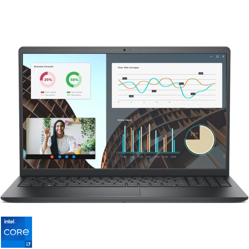 Laptop DELL 15.6'' Vostro 3530, FHD 120Hz, Procesor Intel® Core™ i7-1355U (12M Cache, up to 5.00 GHz), 16GB DDR4, 512GB SSD, Intel Iris Xe, Linux, Carbon Black, 3Yr ProSupport Laptop DELL 15.6'' Vostro 3530, FHD 120Hz, Procesor Intel® Core™ i7-1355U (12M Cache, up to 5.00 GHz), 16GB DDR4, 512GB SSD, Intel Iris Xe, Linux, Carbon Black, 3Yr ProSupport