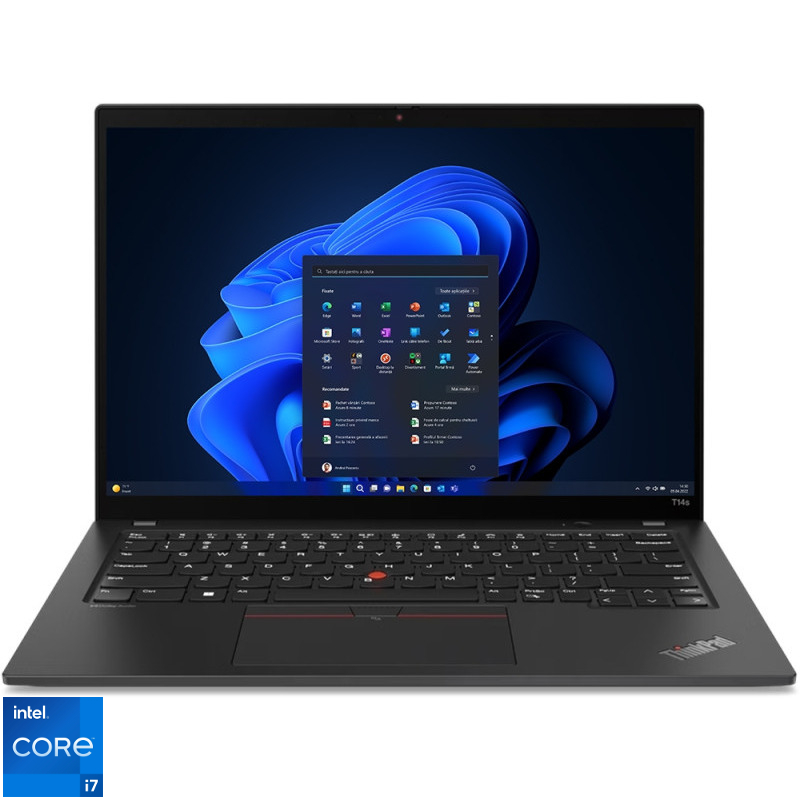 Laptop Lenovo 14'' ThinkPad T14s Gen 4, 2.8K OLED, Procesor Intel® Core™ i7-1355U (12M Cache, up to 5.00 GHz), 32GB DDR5X, 1TB SSD, Intel Iris Xe, 4G LTE, Win 11 Pro, Deep Black Laptop Lenovo 14'' ThinkPad T14s Gen 4, 2.8K OLED, Procesor Intel® Core™ i7-1355U (12M Cache, up to 5.00 GHz), 32GB DDR5X, 1TB SSD, Intel Iris Xe, 4G LTE, Win 11 Pro, Deep Black
