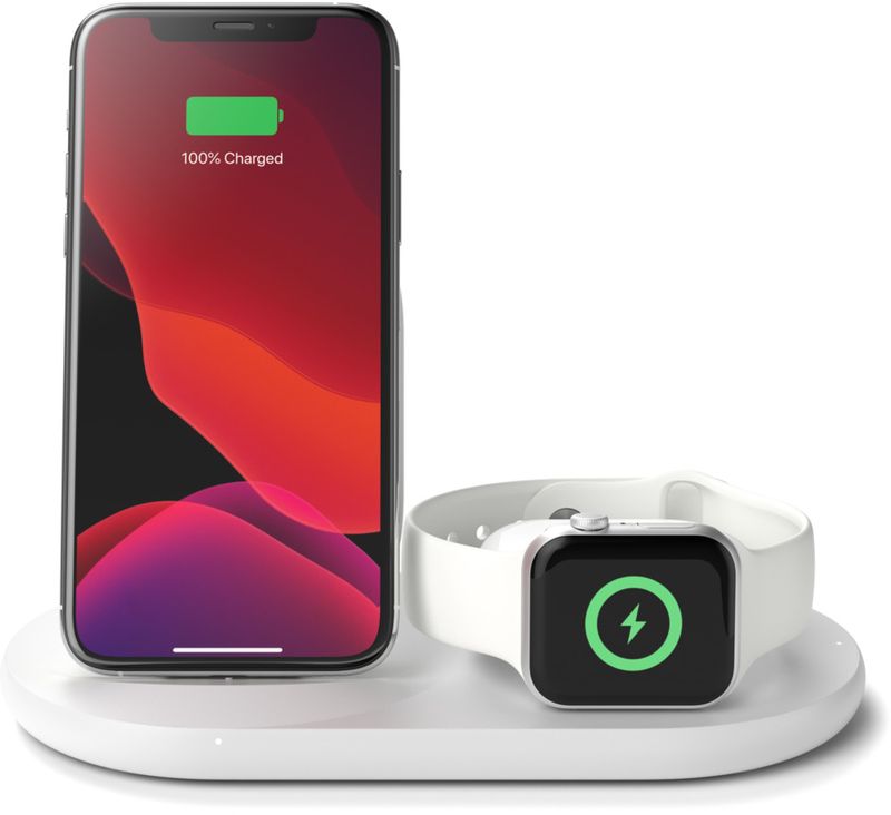 Incarcator wireless Belkin 3-in-1, Boost Charge, Wireless Charger pentru dispozitivele Apple, White