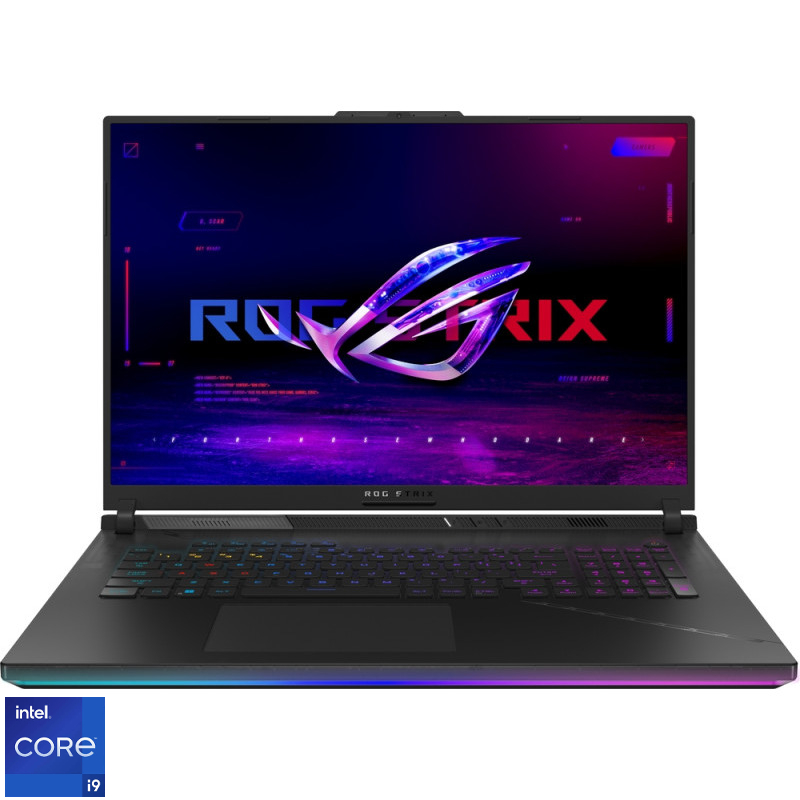 Laptop ASUS Gaming 18'' ROG Strix SCAR 18 G834JZ, QHD+ 240Hz G-Sync, Procesor Intel® Core™ i9-13980HX (36M Cache, up to 5.60 GHz), 32GB DDR5, 2x 1TB SSD, GeForce RTX 4080 12GB, No OS, Black, 3Yr Laptop ASUS Gaming 18'' ROG Strix SCAR 18 G834JZ, QHD+ 240Hz G-Sync, Procesor Intel® Core™ i9-13980HX (36M Cache, up to 5.60 GHz), 32GB DDR5, 2x 1TB SSD, GeForce RTX 4080 12GB, No OS, Black, 3Yr