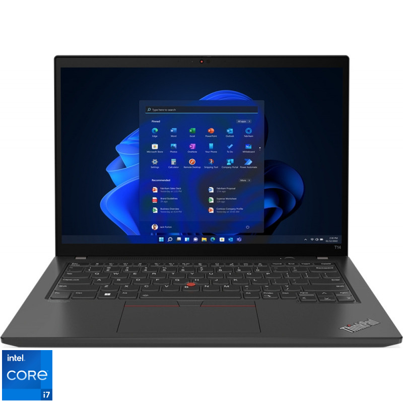 Laptop Lenovo 14'' ThinkPad T14 Gen 3, WUXGA IPS, Procesor Intel® Core™ i7-1260P (18M Cache, up to 4.70 GHz), 16GB DDR4, 512GB SSD, Intel Iris Xe, Win 11 Pro, Thunder Black Laptop Lenovo 14'' ThinkPad T14 Gen 3, WUXGA IPS, Procesor Intel® Core™ i7-1260P (18M Cache, up to 4.70 GHz), 16GB DDR4, 512GB SSD, Intel Iris Xe, Win 11 Pro, Thunder Black
