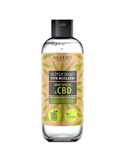 Apă micelara demachianta cu ulei natural de cânepă cu CBD, 100% vegan, Revers, 500ml Engros Apă micelara demachianta cu ulei natural de cânepă cu CBD, 100% vegan, Revers, 500ml Engros