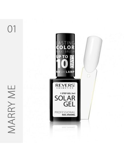 Lac de unghii Solar Gel, Revers, 12 ml, alb, nr 01, Marry Me Engros Lac de unghii Solar Gel, Revers, 12 ml, alb, nr 01, Marry Me Engros