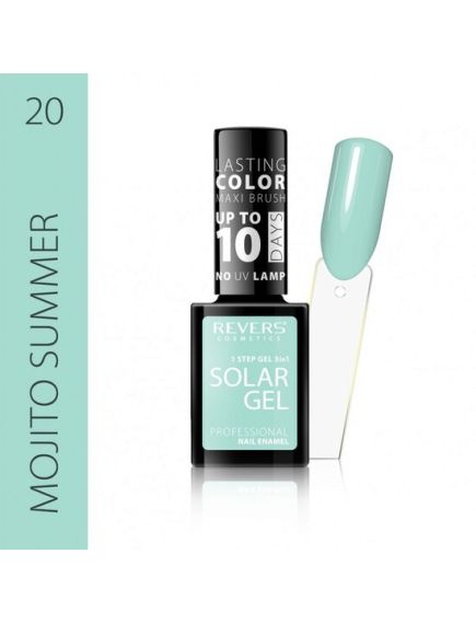 Lac de unghii Solar Gel, Revers, 12 ml, albastru, nr 20, mojito summer Engros Lac de unghii Solar Gel, Revers, 12 ml, albastru, nr 20, mojito summer Engros