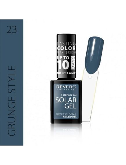 Lac de unghii Solar Gel, Revers, 12 ml, albastru, nr 23, grunge style Engros Lac de unghii Solar Gel, Revers, 12 ml, albastru, nr 23, grunge style Engros