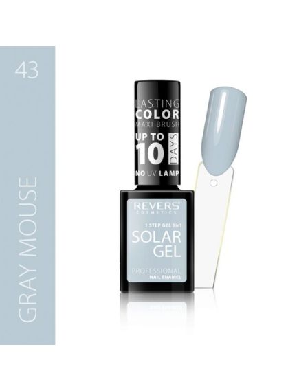 Lac de unghii Solar Gel, Revers, 12 ml, gri, nr 43, grey mouse Engros Lac de unghii Solar Gel, Revers, 12 ml, gri, nr 43, grey mouse Engros