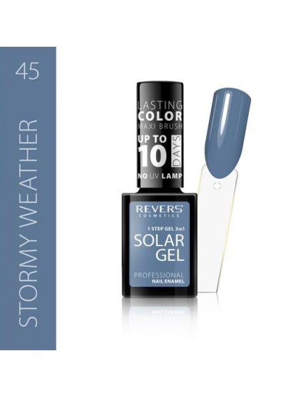 Lac de unghii Solar Gel, Revers, 12 ml, gri, nr 45, stormy weather Engros Lac de unghii Solar Gel, Revers, 12 ml, gri, nr 45, stormy weather Engros
