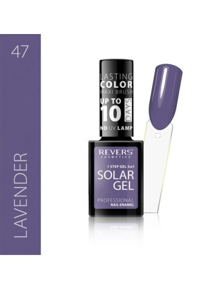Lac de unghii Solar Gel, Revers, 12 ml, mov , nr 47, lavander Engros Lac de unghii Solar Gel, Revers, 12 ml, mov , nr 47, lavander Engros