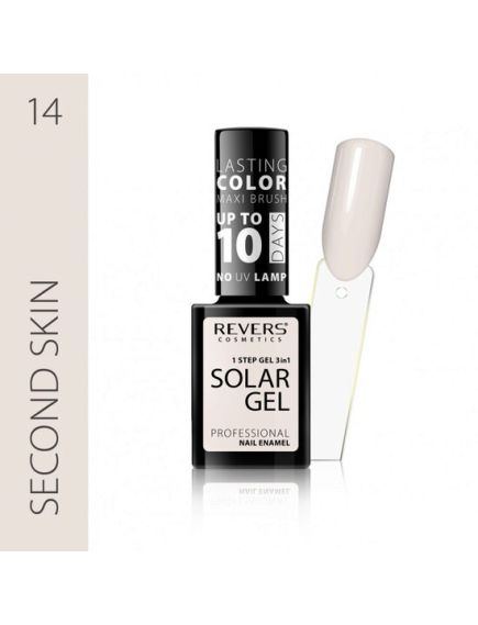 Lac de unghii Solar Gel, Revers, 12 ml, nude, nr 14, second skin Engros Lac de unghii Solar Gel, Revers, 12 ml, nude, nr 14, second skin Engros
