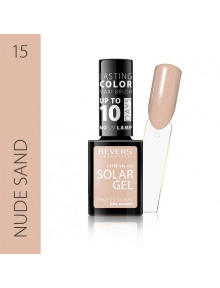 Lac de unghii Solar Gel, Revers, 12 ml, nude, nr 15, nude sand Engros Lac de unghii Solar Gel, Revers, 12 ml, nude, nr 15, nude sand Engros