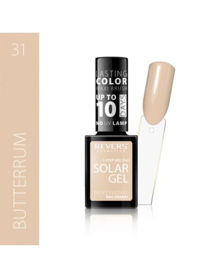 Lac de unghii Solar Gel, Revers, 12 ml, nude, nr 31, butterrum Engros Lac de unghii Solar Gel, Revers, 12 ml, nude, nr 31, butterrum Engros