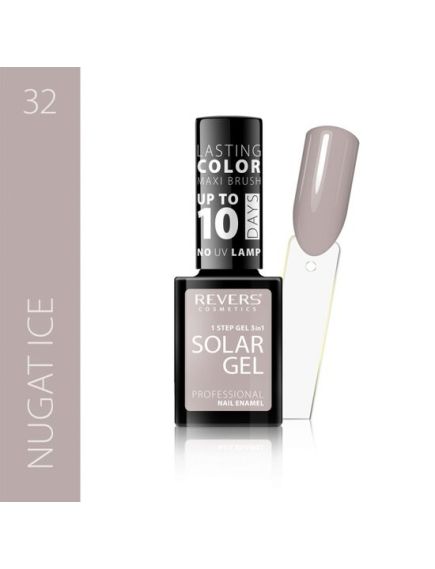 Lac de unghii Solar Gel, Revers, 12 ml, nude, nr 32, nugat ice Engros Lac de unghii Solar Gel, Revers, 12 ml, nude, nr 32, nugat ice Engros