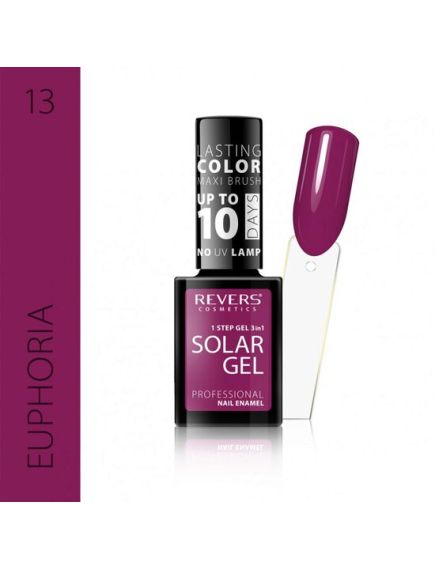 Lac de unghii Solar Gel, Revers, 12 ml, rosu inchis, nr 13, euphoria Engros Lac de unghii Solar Gel, Revers, 12 ml, rosu inchis, nr 13, euphoria Engros