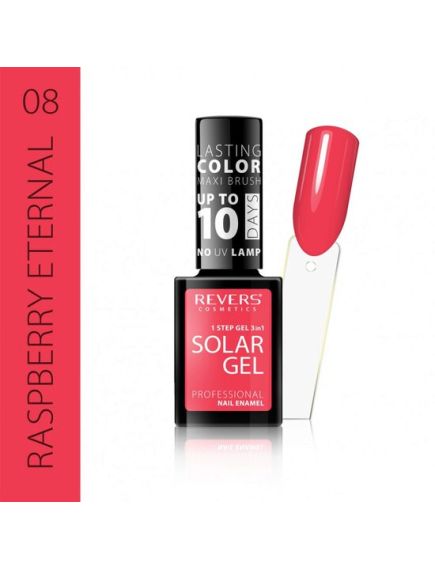 Lac de unghii Solar Gel, Revers, 12 ml, rosu, nr 08, raspberry eternal Engros Lac de unghii Solar Gel, Revers, 12 ml, rosu, nr 08, raspberry eternal Engros
