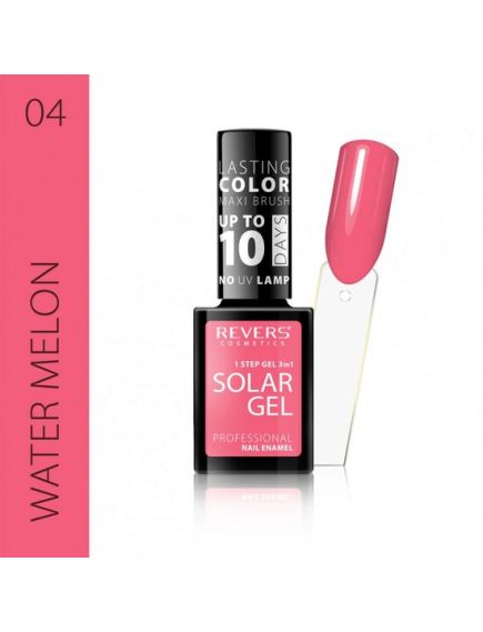 Lac de unghii Solar Gel, Revers, 12 ml, roz, nr 04, water melon Engros Lac de unghii Solar Gel, Revers, 12 ml, roz, nr 04, water melon Engros