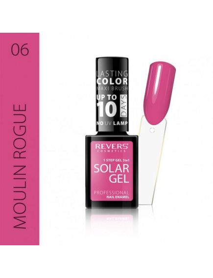 Lac de unghii Solar Gel, Revers, 12 ml, roz, nr 06, moulin rogue Engros Lac de unghii Solar Gel, Revers, 12 ml, roz, nr 06, moulin rogue Engros