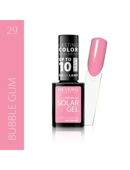 Lac de unghii Solar Gel, Revers, 12 ml, roz, nr 29, bubble gum Engros Lac de unghii Solar Gel, Revers, 12 ml, roz, nr 29, bubble gum Engros