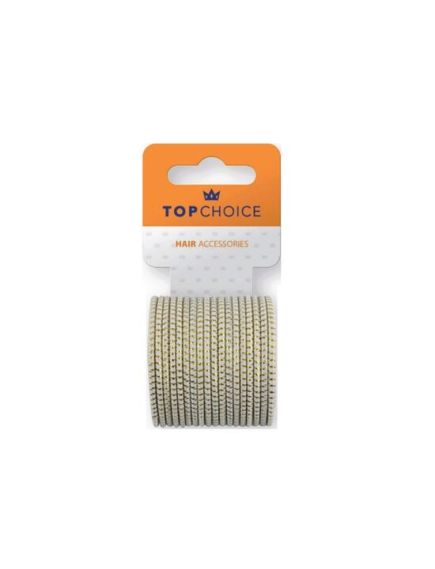 Set 18 bucati Elastic de par Top Choice, crem cu insertii aurii, TC22463 Engros Set 18 bucati Elastic de par Top Choice, crem cu insertii aurii, TC22463 Engros
