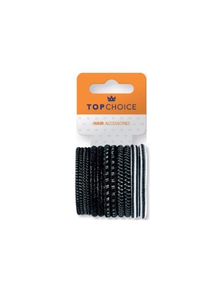 Set de 12 bucati Elastic de par Top Choice, , alb-negru, TC22357 Engros Set de 12 bucati Elastic de par Top Choice, , alb-negru, TC22357 Engros