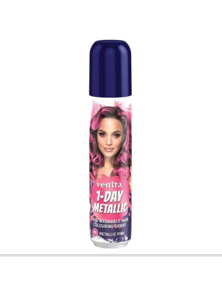 Spray colorant pentru par, fixativ, Venita, 1-Day Metallic Color, nr M1, Roz Engros Spray colorant pentru par, fixativ, Venita, 1-Day Metallic Color, nr M1, Roz Engros