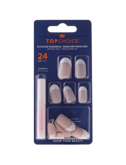 Unghii false model French Classic, forma ovala, bej nude, Top Choice Engros Unghii false model French Classic, forma ovala, bej nude, Top Choice Engros