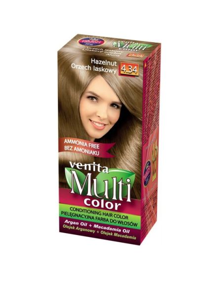 Vopsea de par fara amoniac, Multicolor, Venita, 50 ml, Nr. 4.34, Hazelnut Engros Vopsea de par fara amoniac, Multicolor, Venita, 50 ml, Nr. 4.34, Hazelnut Engros