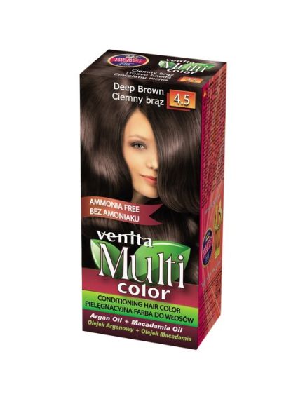 Vopsea de par fara amoniac, Multicolor, Venita, 50 ml, Nr. 4.5, Deep Brown Engros Vopsea de par fara amoniac, Multicolor, Venita, 50 ml, Nr. 4.5, Deep Brown Engros