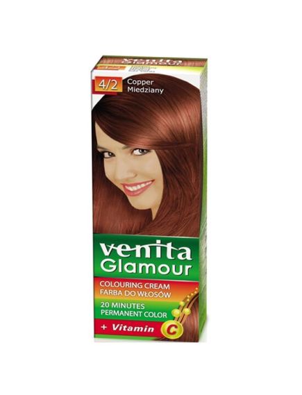 Vopsea de par, permanenta, Glamour, Venita, Nr. 4/2, Aramiu Engros Vopsea de par, permanenta, Glamour, Venita, Nr. 4/2, Aramiu Engros