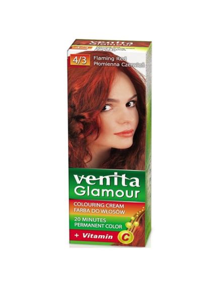 Vopsea de par, permanenta, Glamour, Venita, Nr. 4/3, Rosu Aprins Engros Vopsea de par, permanenta, Glamour, Venita, Nr. 4/3, Rosu Aprins Engros