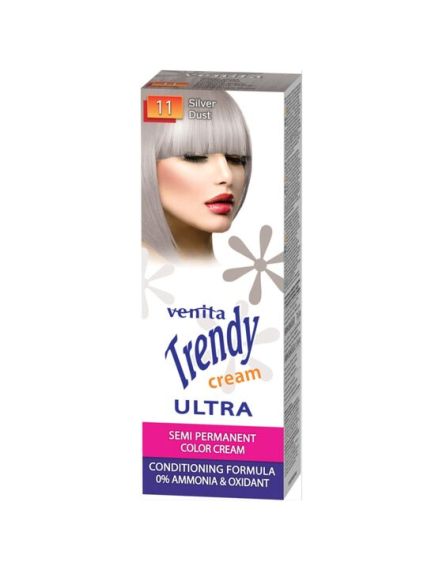 Vopsea de par semipermanenta, Trendy Cream Ultra, Venita, Nr. 11, Silver dust Engros Vopsea de par semipermanenta, Trendy Cream Ultra, Venita, Nr. 11, Silver dust Engros