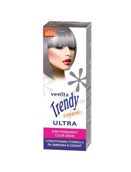 Vopsea de par semipermanenta, Trendy Cream Ultra, Venita, Nr. 15, Dark Silver Engros Vopsea de par semipermanenta, Trendy Cream Ultra, Venita, Nr. 15, Dark Silver Engros