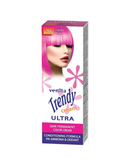 Vopsea de par semipermanenta, Trendy Cream Ultra, Venita, Nr. 30, Candy pink Engros Vopsea de par semipermanenta, Trendy Cream Ultra, Venita, Nr. 30, Candy pink Engros
