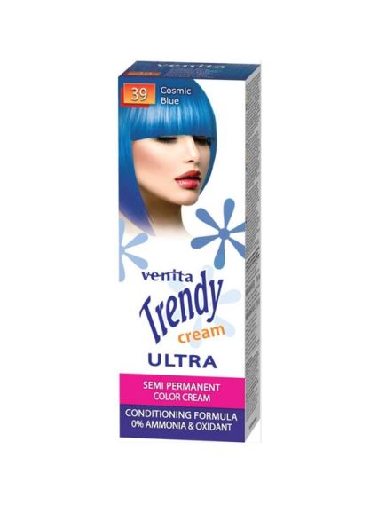 Vopsea de par semipermanenta, Trendy Cream Ultra, Venita, Nr. 39, Cosmic blue Engros Vopsea de par semipermanenta, Trendy Cream Ultra, Venita, Nr. 39, Cosmic blue Engros