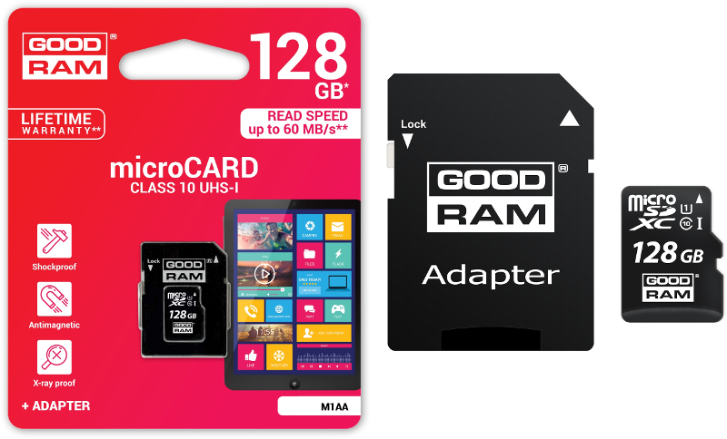 Card memorie GOODRAM Micro SDXC, 128GB, Clasa 10, UHS-I, U1 + Adaptor